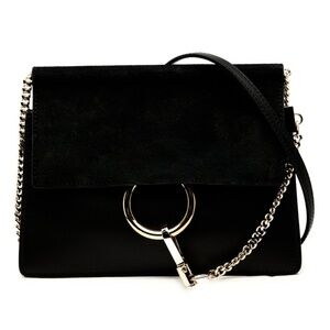 Chloe Suede/Leather Black Faye MM Crossbody